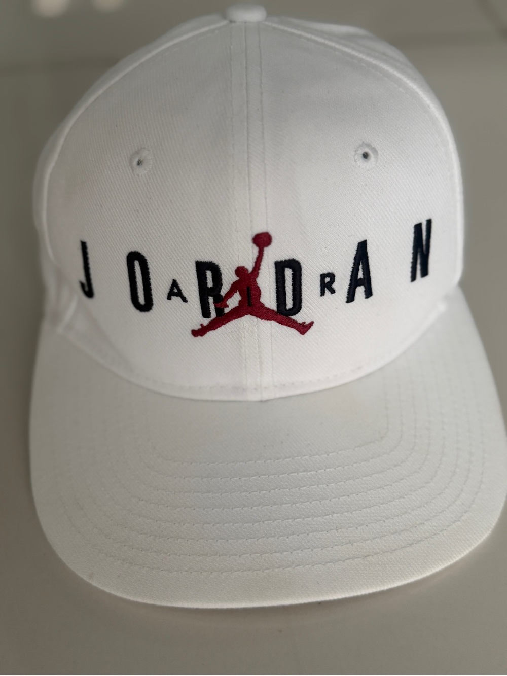 Jordan White Kids Cap with Red Jumpman and Black Lettering